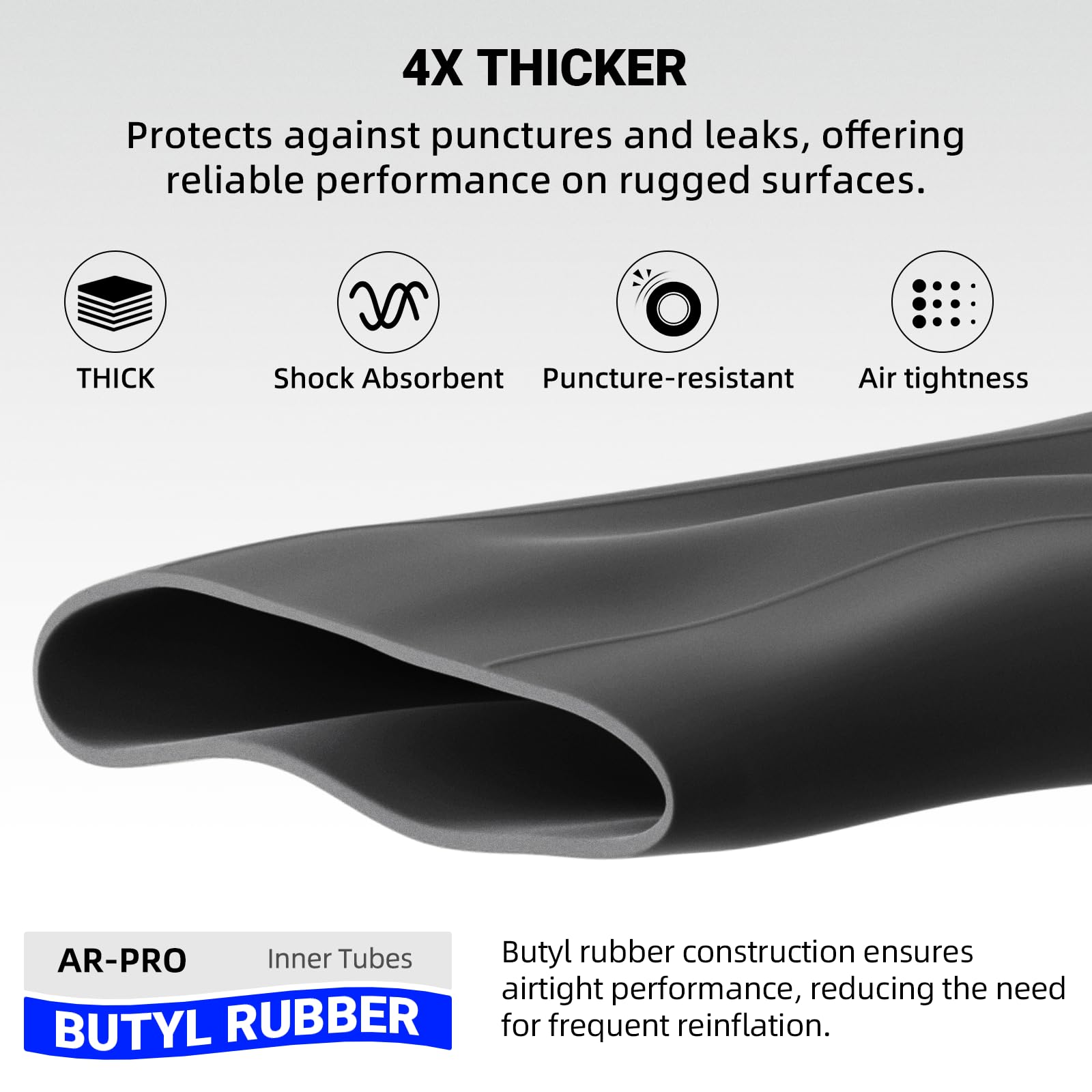 AR-PRO 18x10-10 inner tube boosts reliability on demanding ATV and UTV tires.