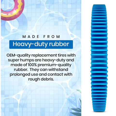 AR-PRO replacement tires Super Hump compatibility chart indicating fit with Poolvergnuegen devices.