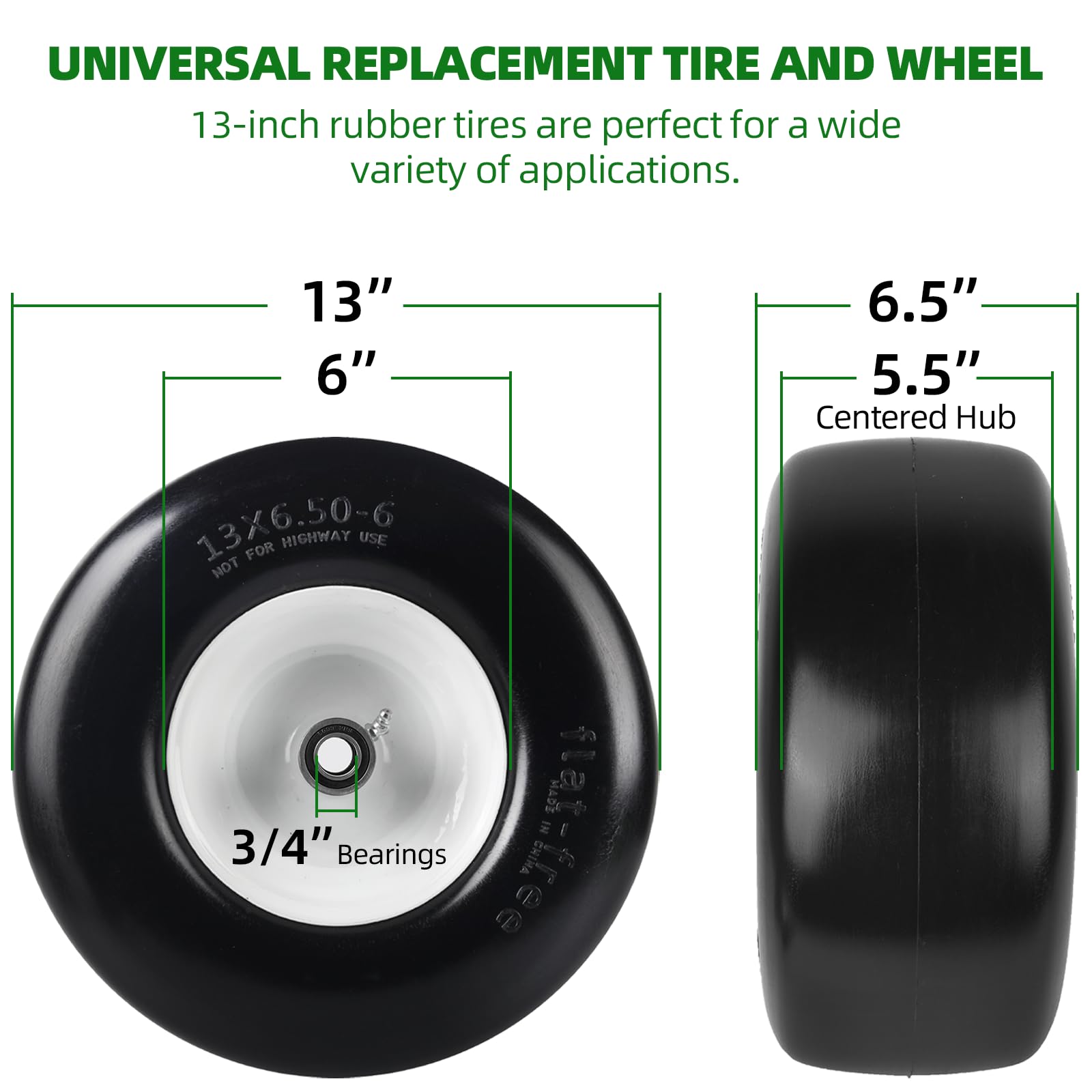 AR-PRO smooth turf tread tire ideal for gentle lawn mowing.