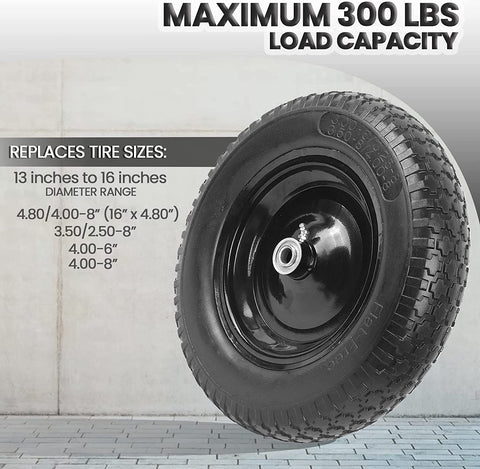 AR-PRO solid tire with 3in hub fits 5/8in axles for stable replacement