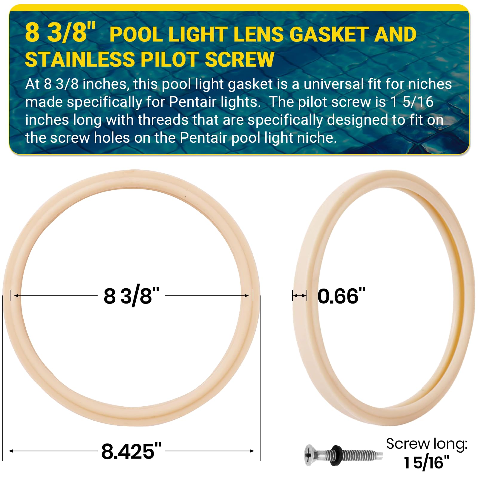 AR-PRO stainless pilot screw 1-5/16 inch ensures secure Pentair fit.