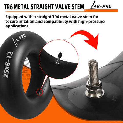 AR-PRO TR6 metal straight valve stem provides secure inflation