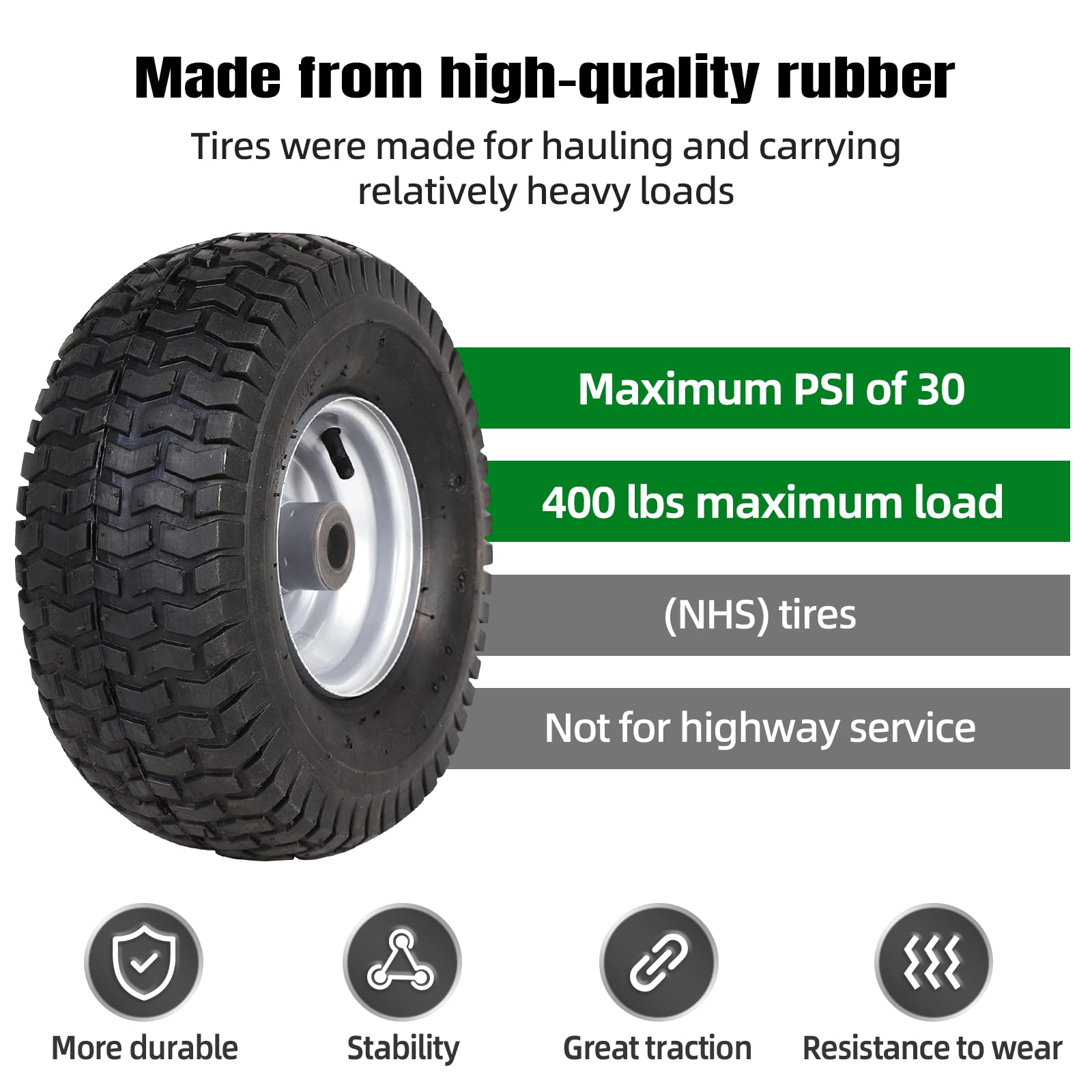 AR-PRO turf-tread chevron design reduces lawn disturbance during mowing