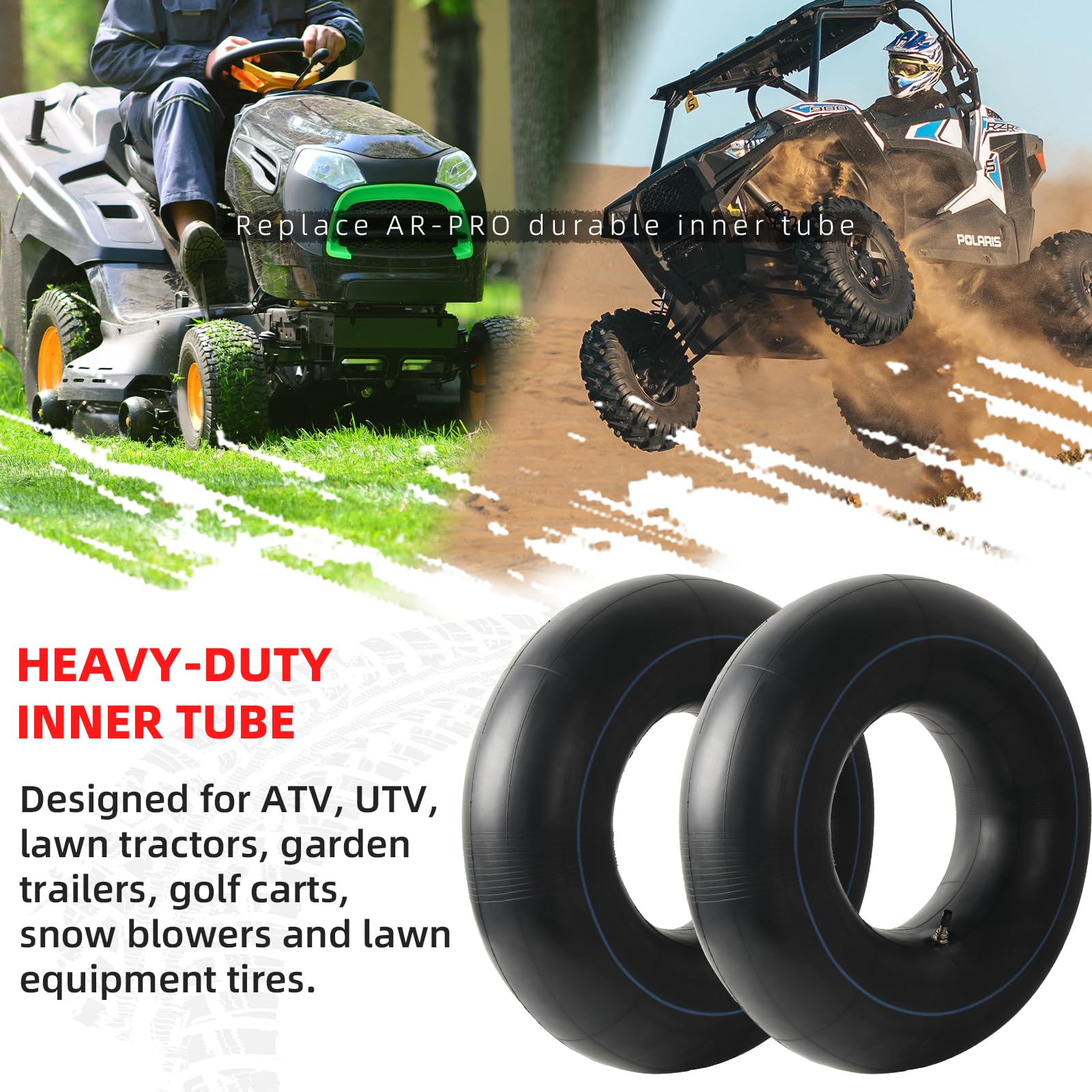 AR-PRO two-pack inner tubes ready for ATV, tractor, or trailer tires.
