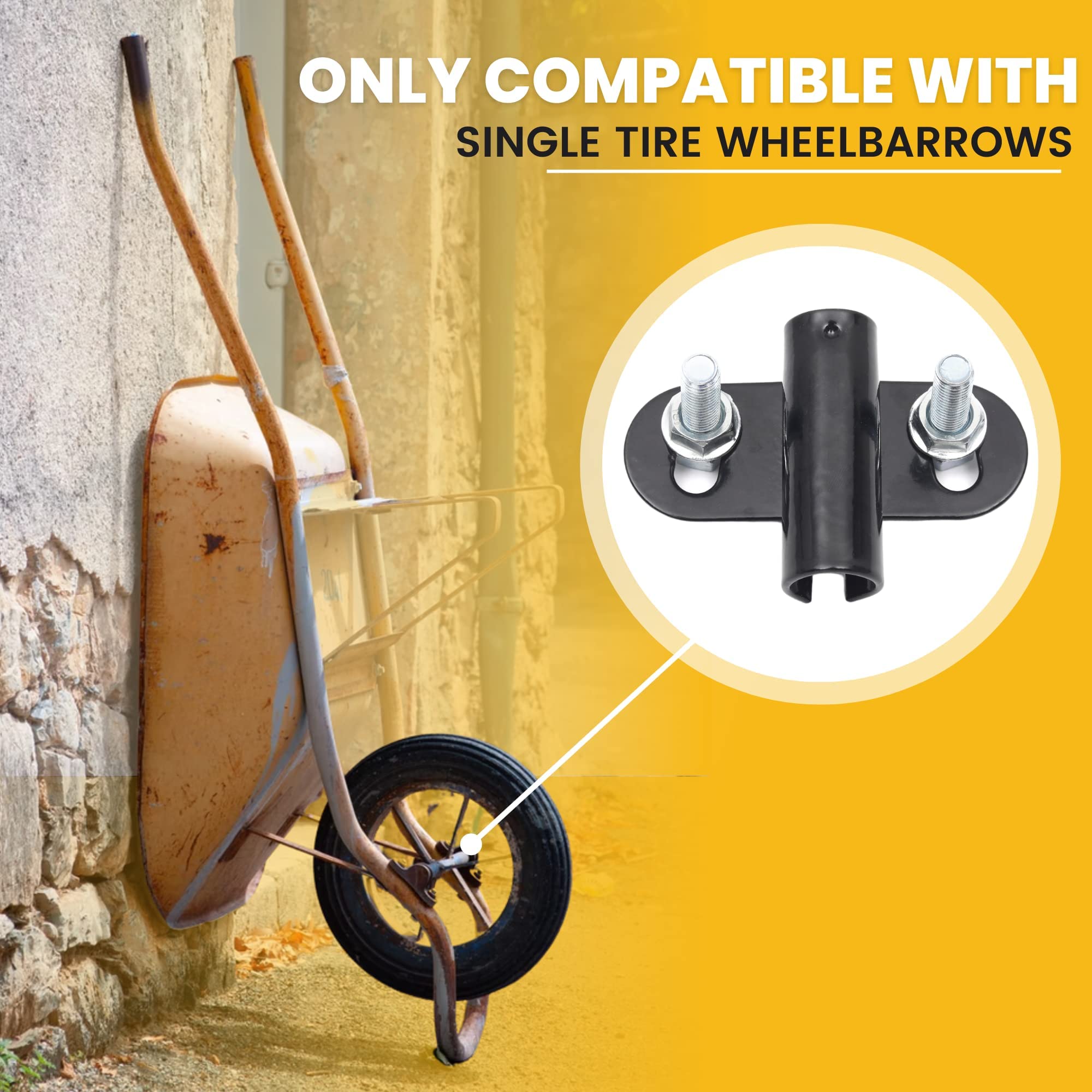 AR-PRO indentation design prevents axle from sliding through—secure mounting for single-tire wheelbarrows.