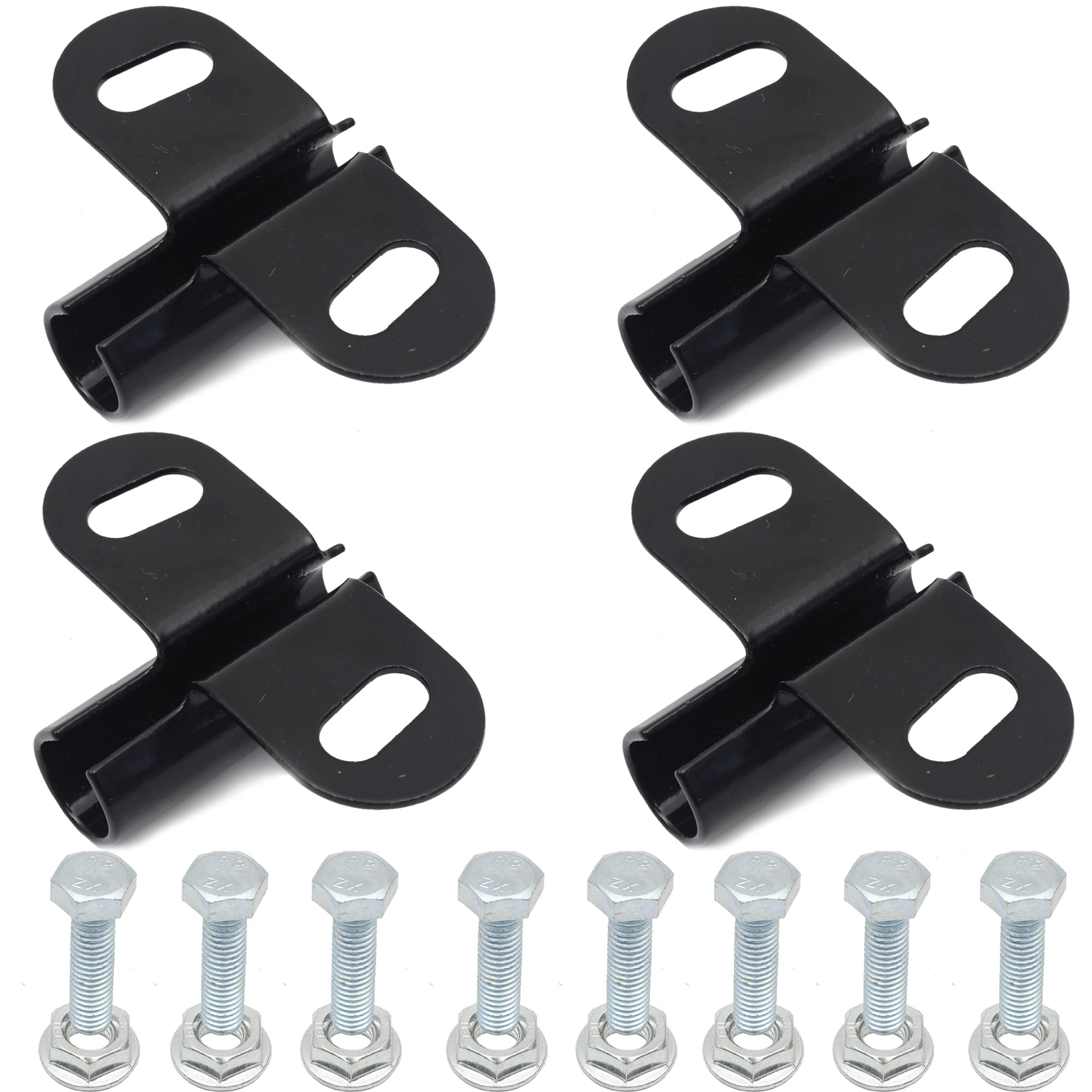 AR-PRO wheelbarrow axle bracket set—front view shows sturdy black finish and compact design.