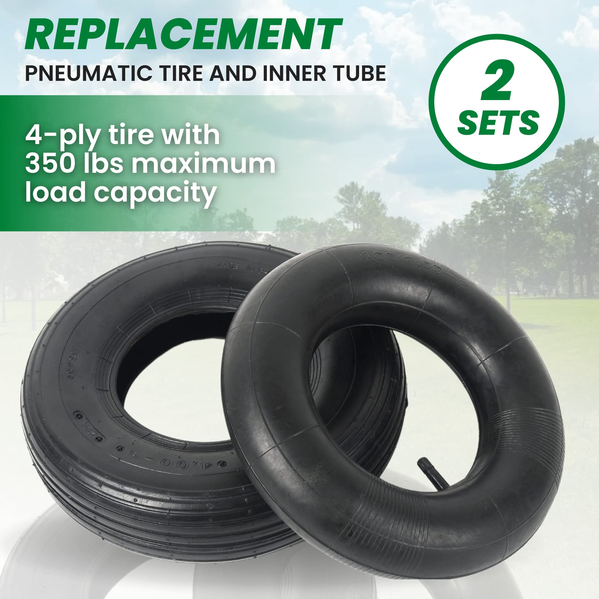 AR-PRO wheelbarrow replacement tire delivers steady rolls in yard tasks.