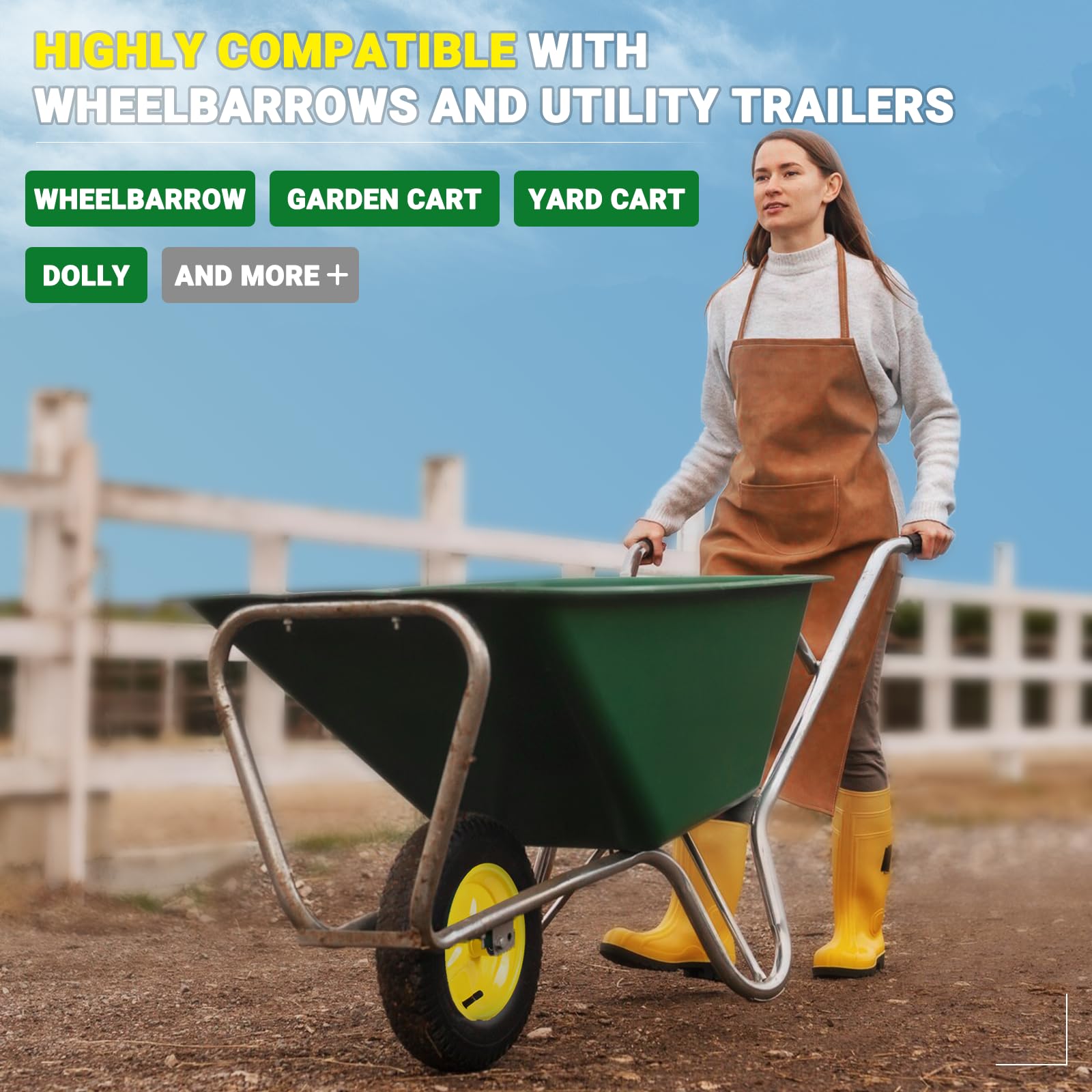 AR-PRO wheel suitable for wheelbarrows and garden carts in real use.