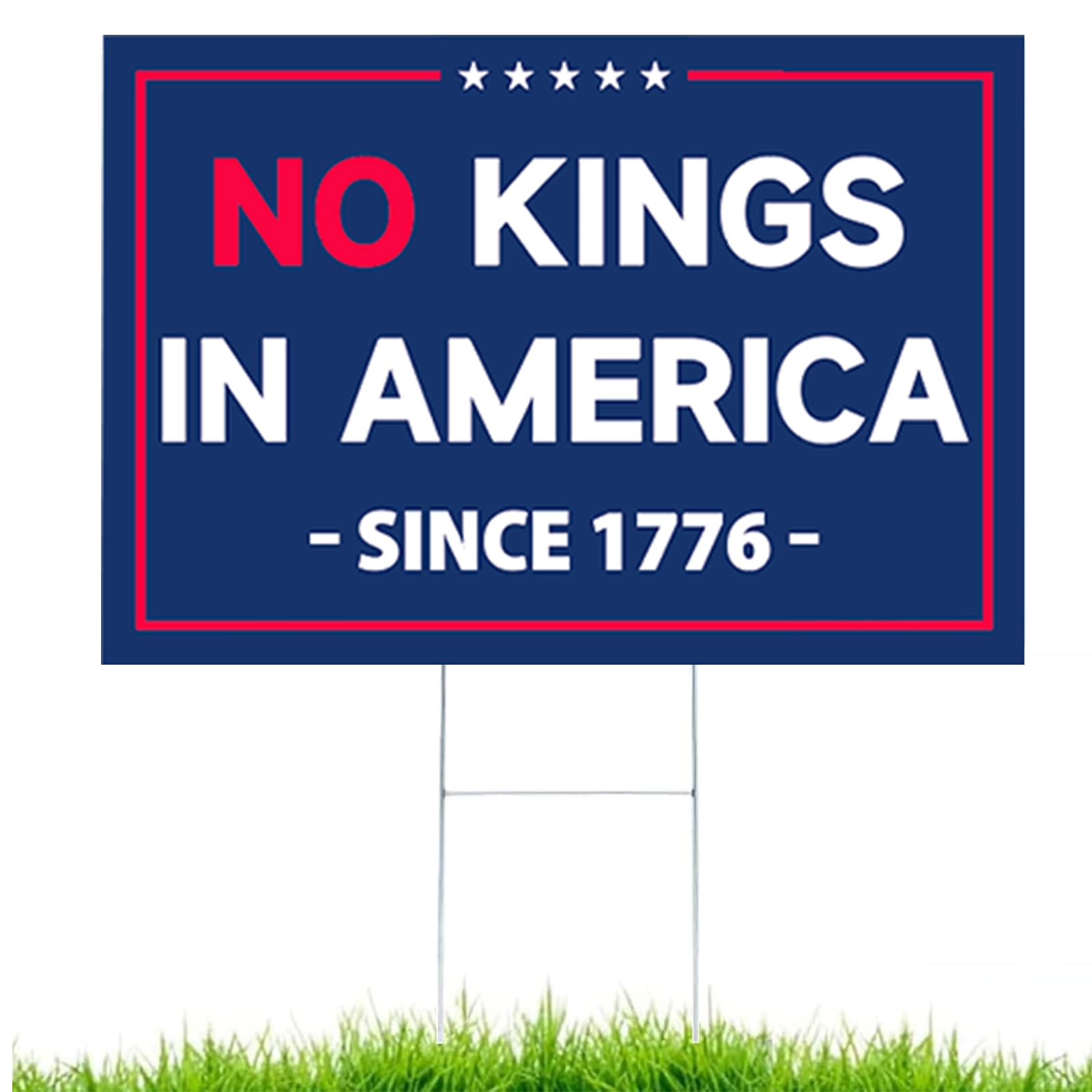 ARAGIT No Kings In America sign with H-stake 18x12 inches for lawn display