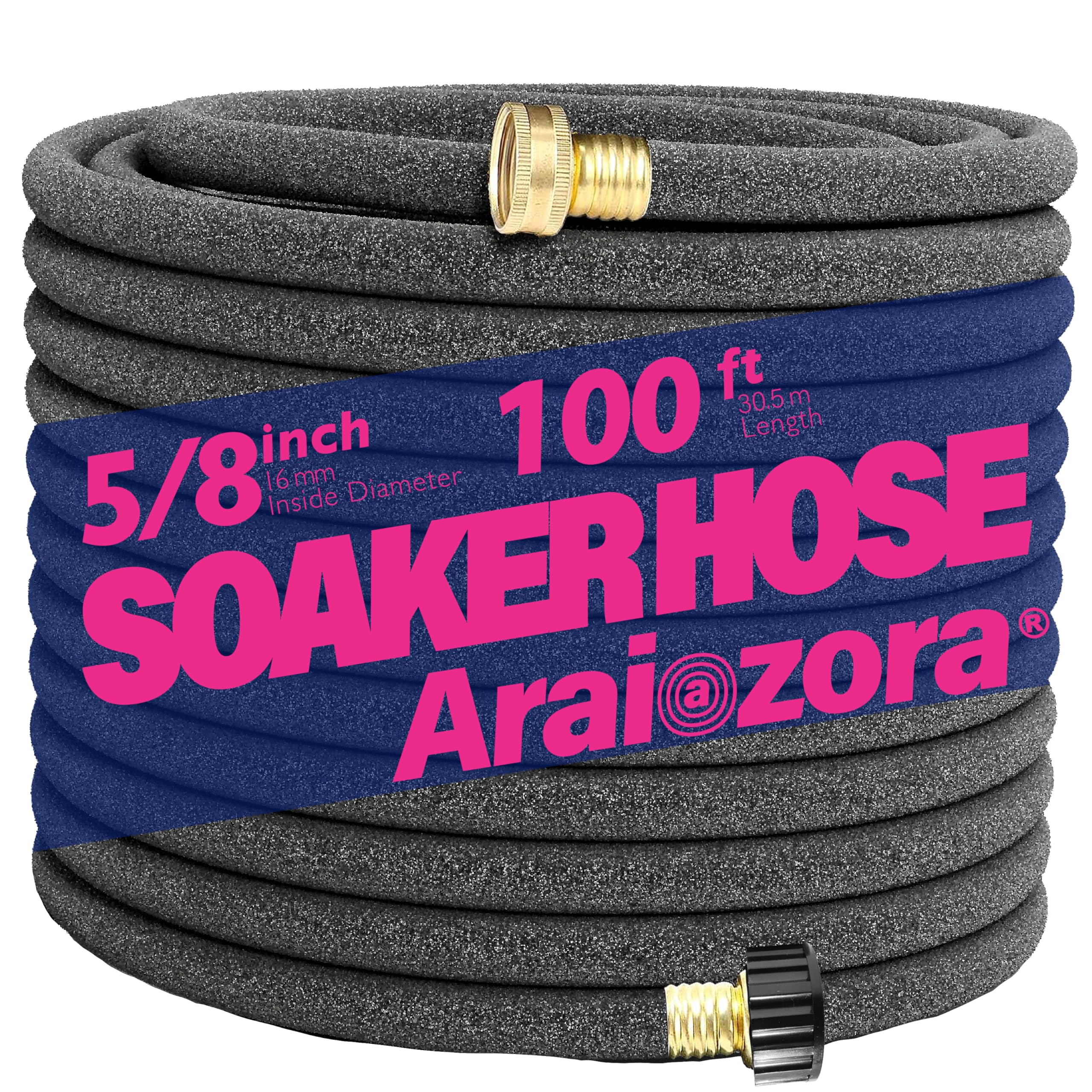 Araiozora Soaker Hose 100ft delivering deep watering for large garden beds
