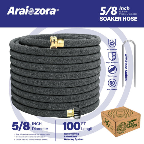 Araiozora Soaker Hose 50ft laid flat for easy layout and quick setup