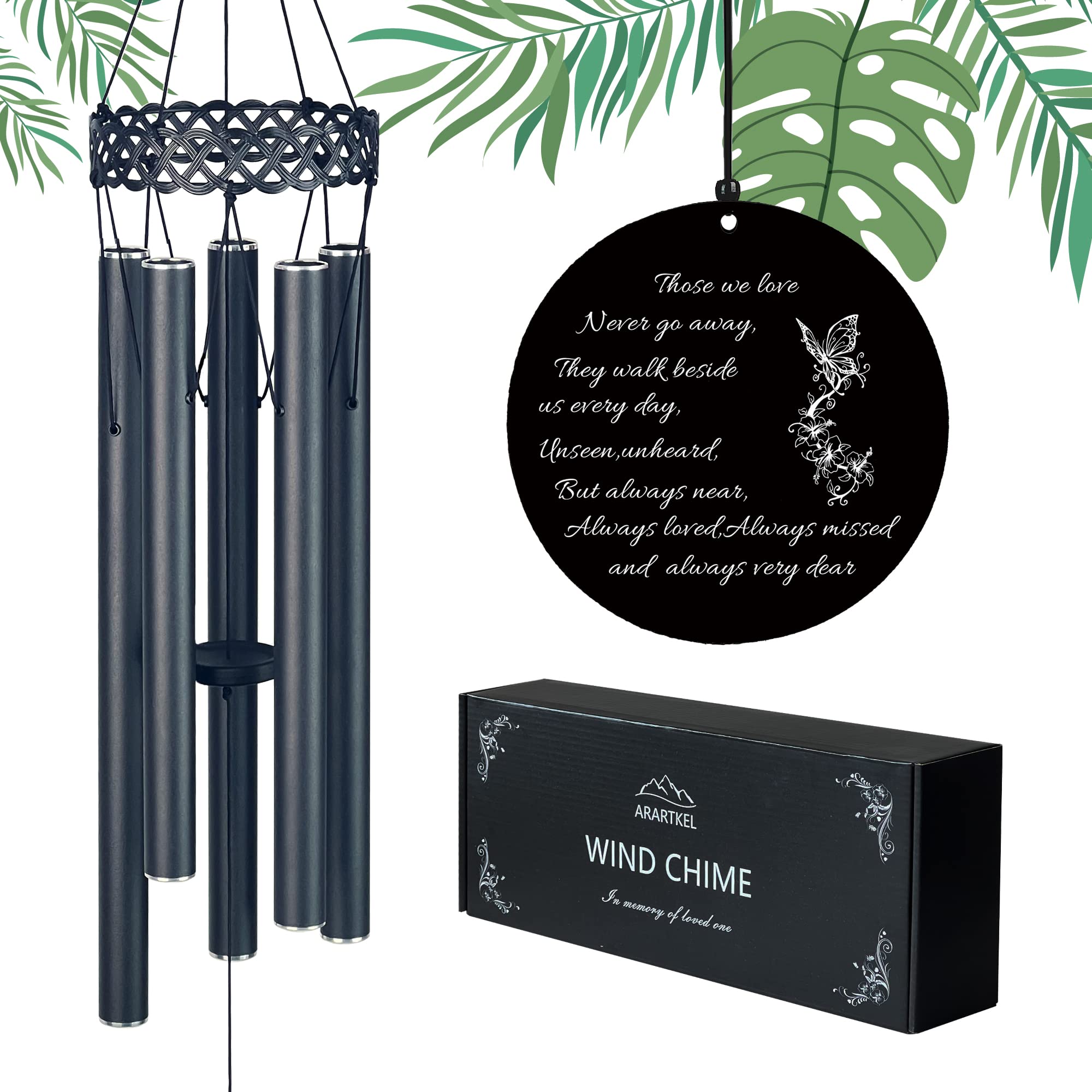 ARARTKEL memorial wind chimes in box packaging ready for gifting