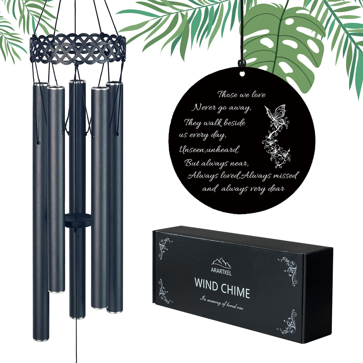 ARARTKEL memorial wind chimes in box packaging ready for gifting