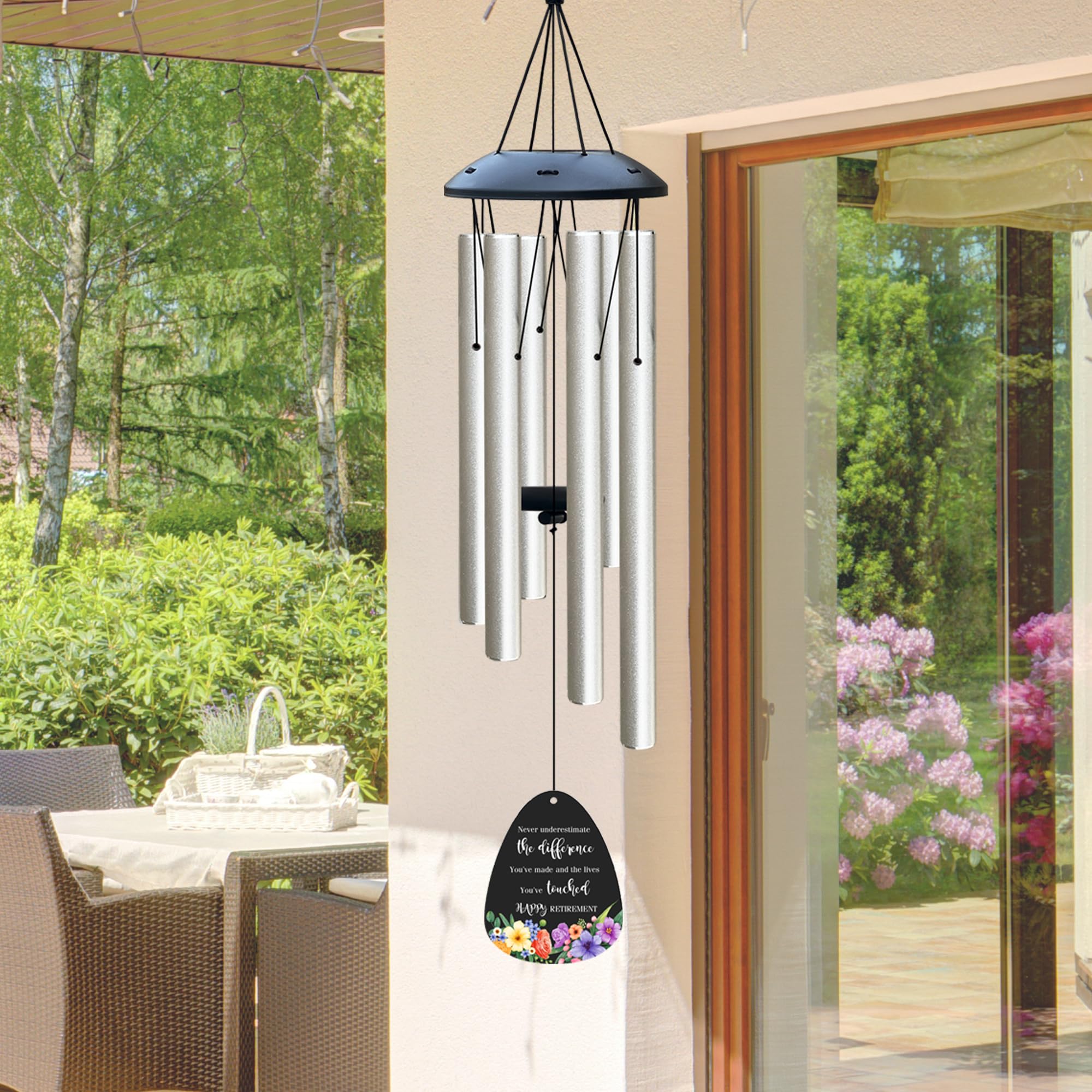 ARARTKEL wind chime shown on a porch boosts curb appeal and mood.
