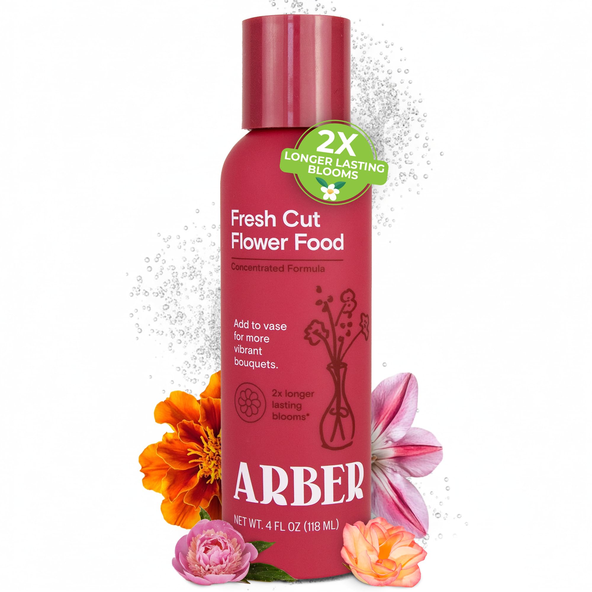 ARBER Fresh Cut Flower Food bottle pour for longer blooms