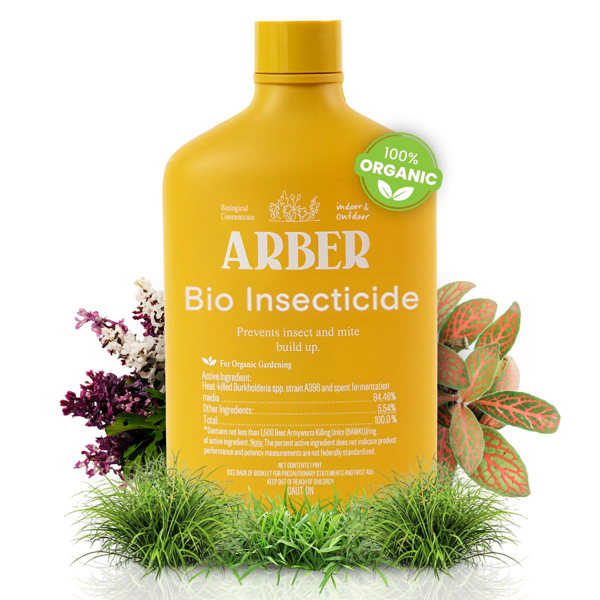 ARBER Organic Insecticide bottle ready for indoor and outdoor spraying.