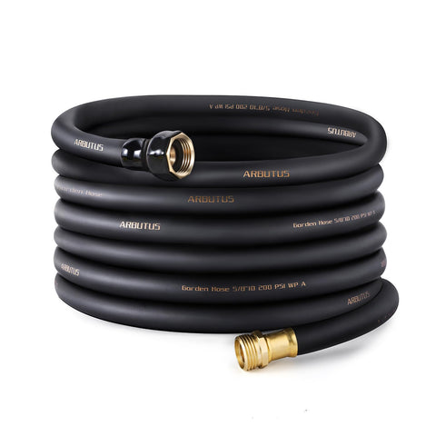ARBUTUS garden hose with brass connector for leak-free watering and durability.