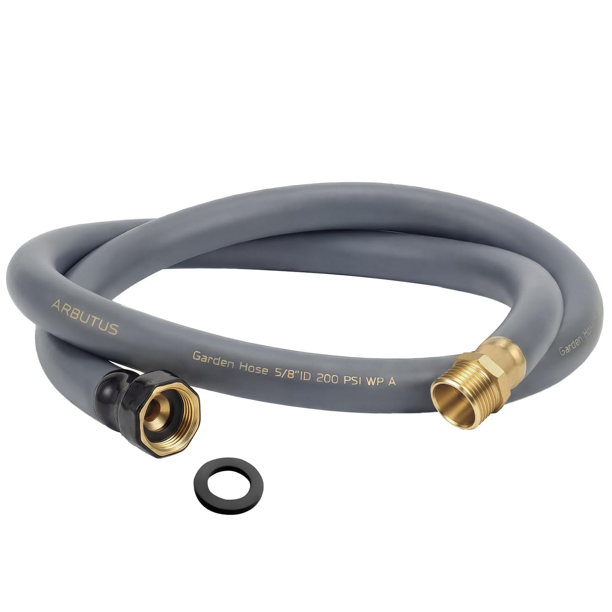 ARBUTUS garden hose with brass connector for durable, leak-free water transfer.