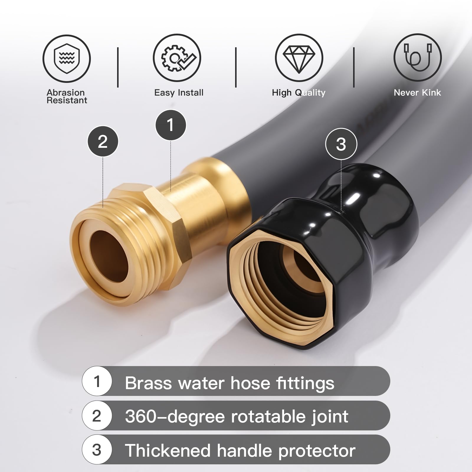 ARBUTUS rubber hose kink resistance for easy water flow.