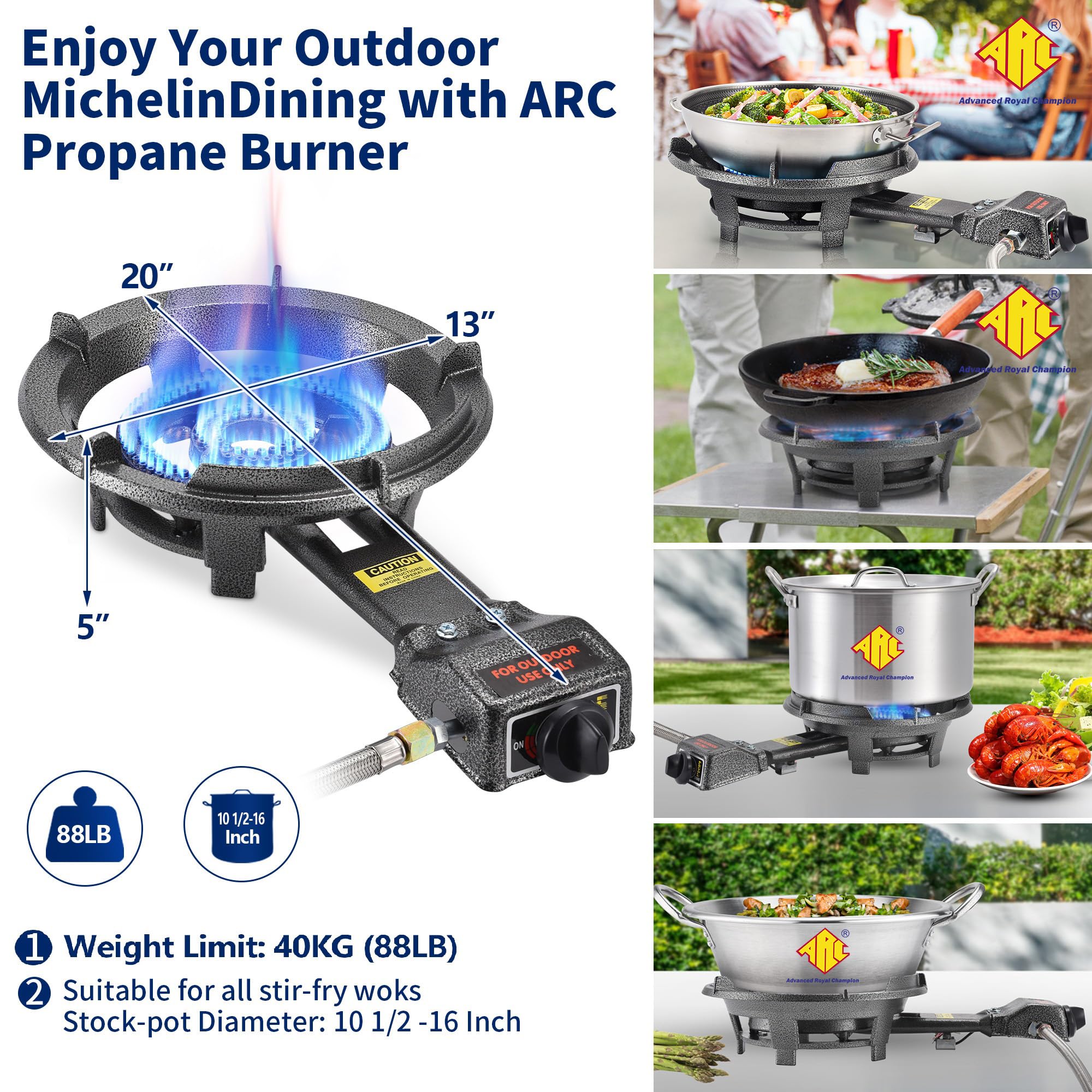 ARC Advanced Royal Champion outdoor burner stove top view showing compact footprint for portability