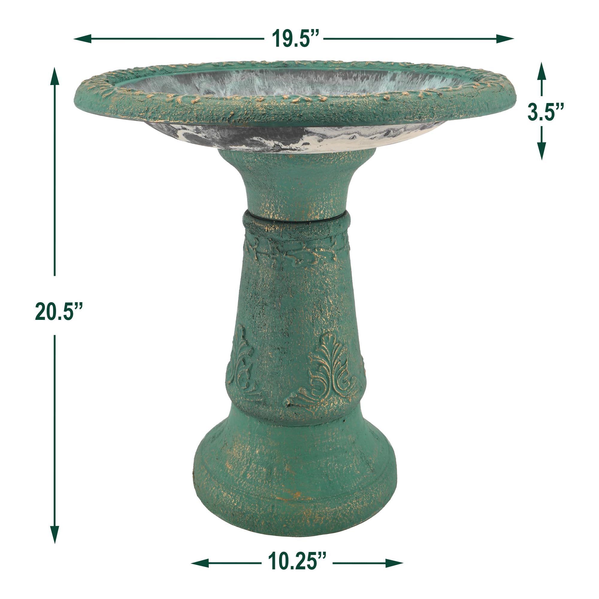 Arcadia backyard display promotes garden ambiance with a sturdy weather-resistant bird bath.