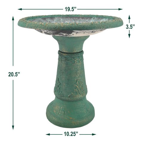 Arcadia backyard display promotes garden ambiance with a sturdy weather-resistant bird bath.
