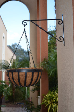 Durable black metal frame stands up to outdoor use and weather