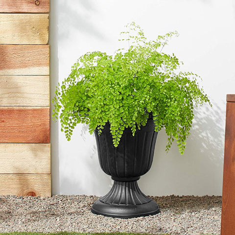 Arcadia PL00BK urn top view reveals wide plantable opening for easy planting