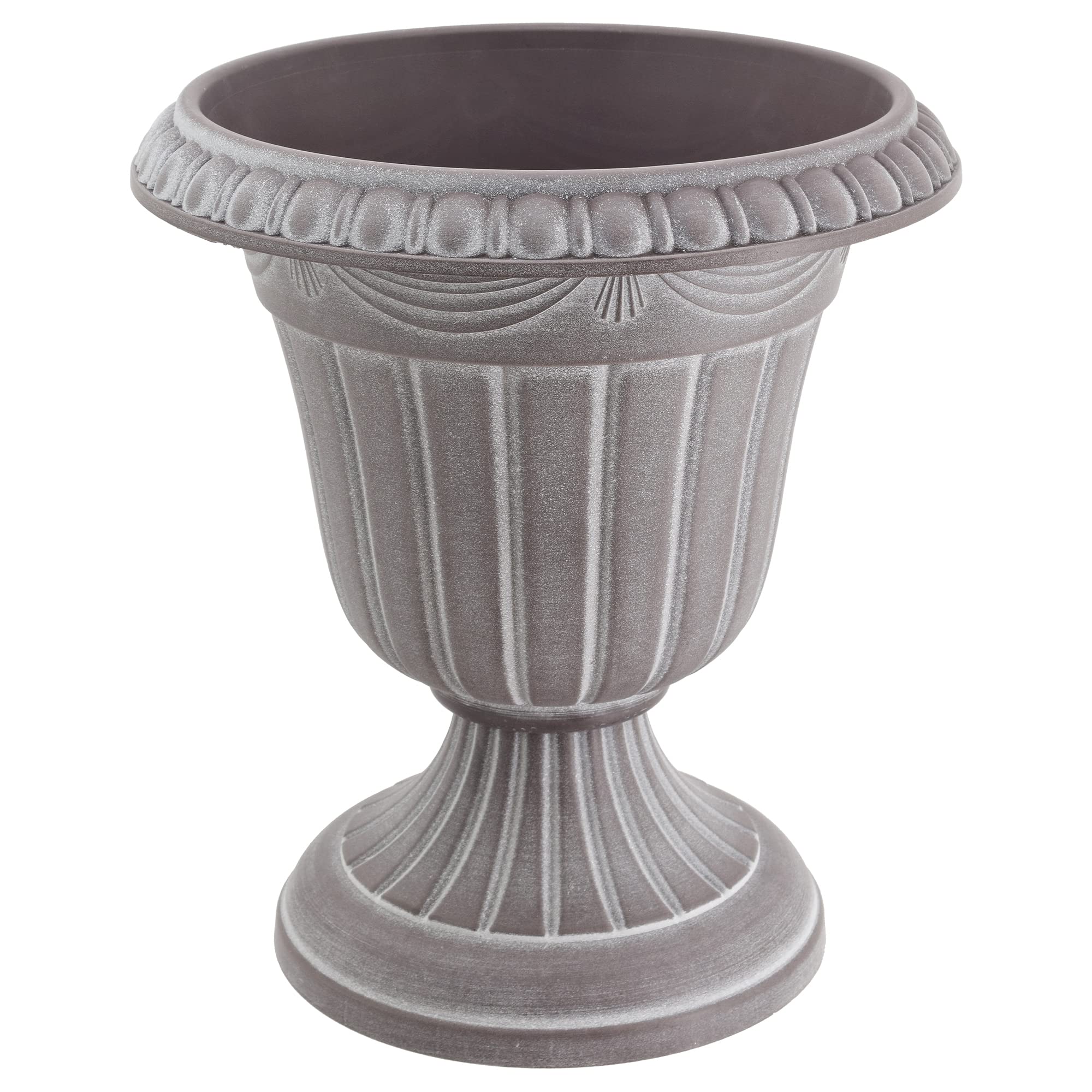 Arcadia PL10WW fluted urn with ornamental rim enhances garden paths.