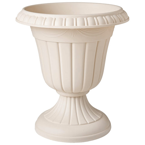 Arcadia PL20BG urn planter, side view, sturdy plastic that resists weather and UV rays.