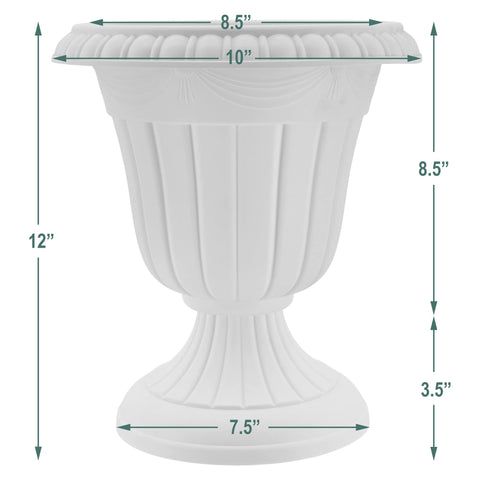 Arcadia PL20BG outdoor-ready urn in garden setting with durable plastic.