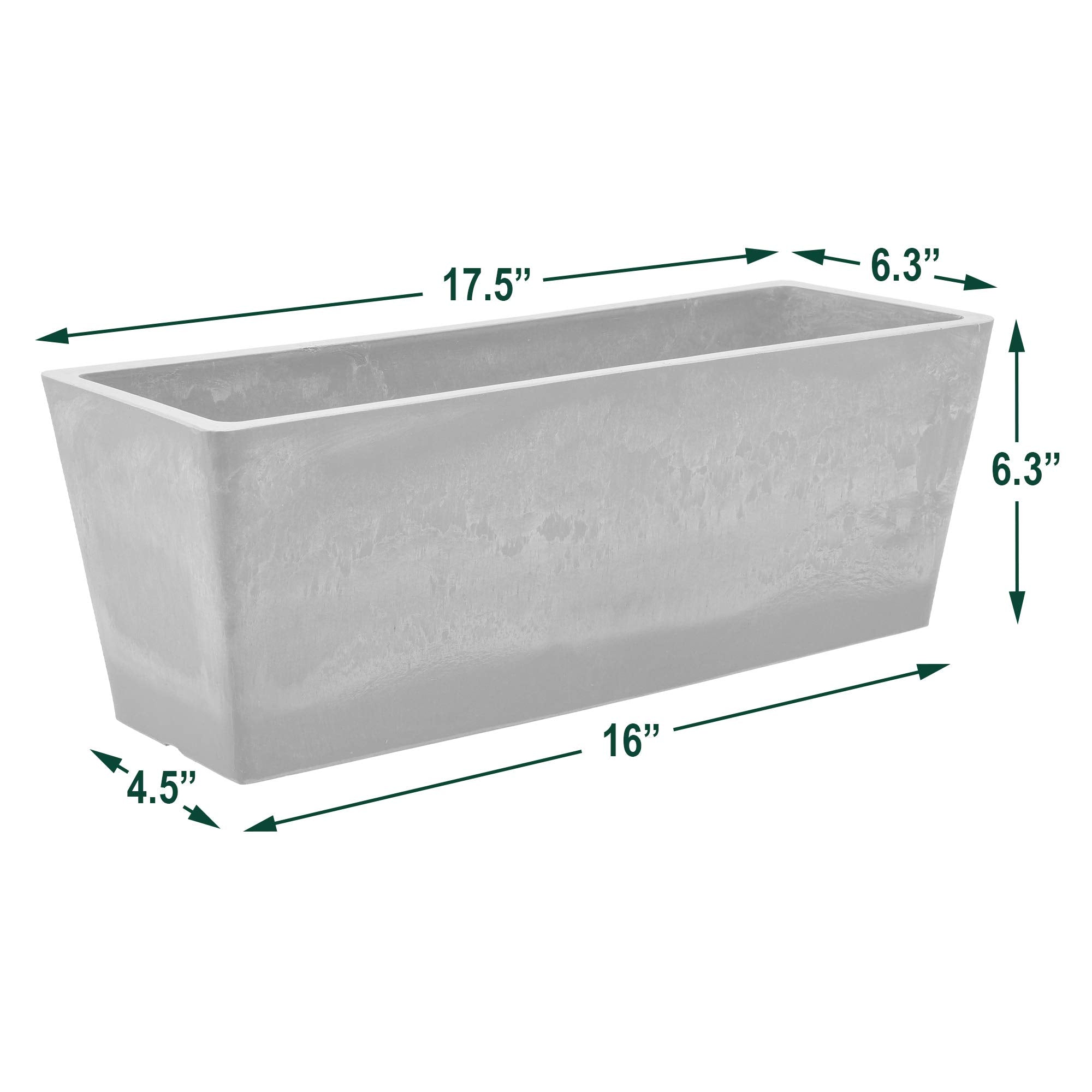 Arcadia PSW Simplicity Window Box features a drillable bottom for drainage outdoors.