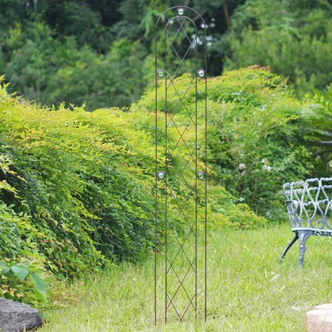Arcadia TR03 trellis arches gracefully, helping vines climb while decorating patios or borders.