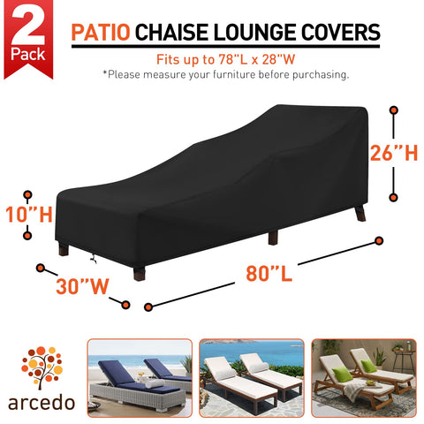 Arcedo chaise lounge cover all-weather protection shields from sun, rain, and dust.