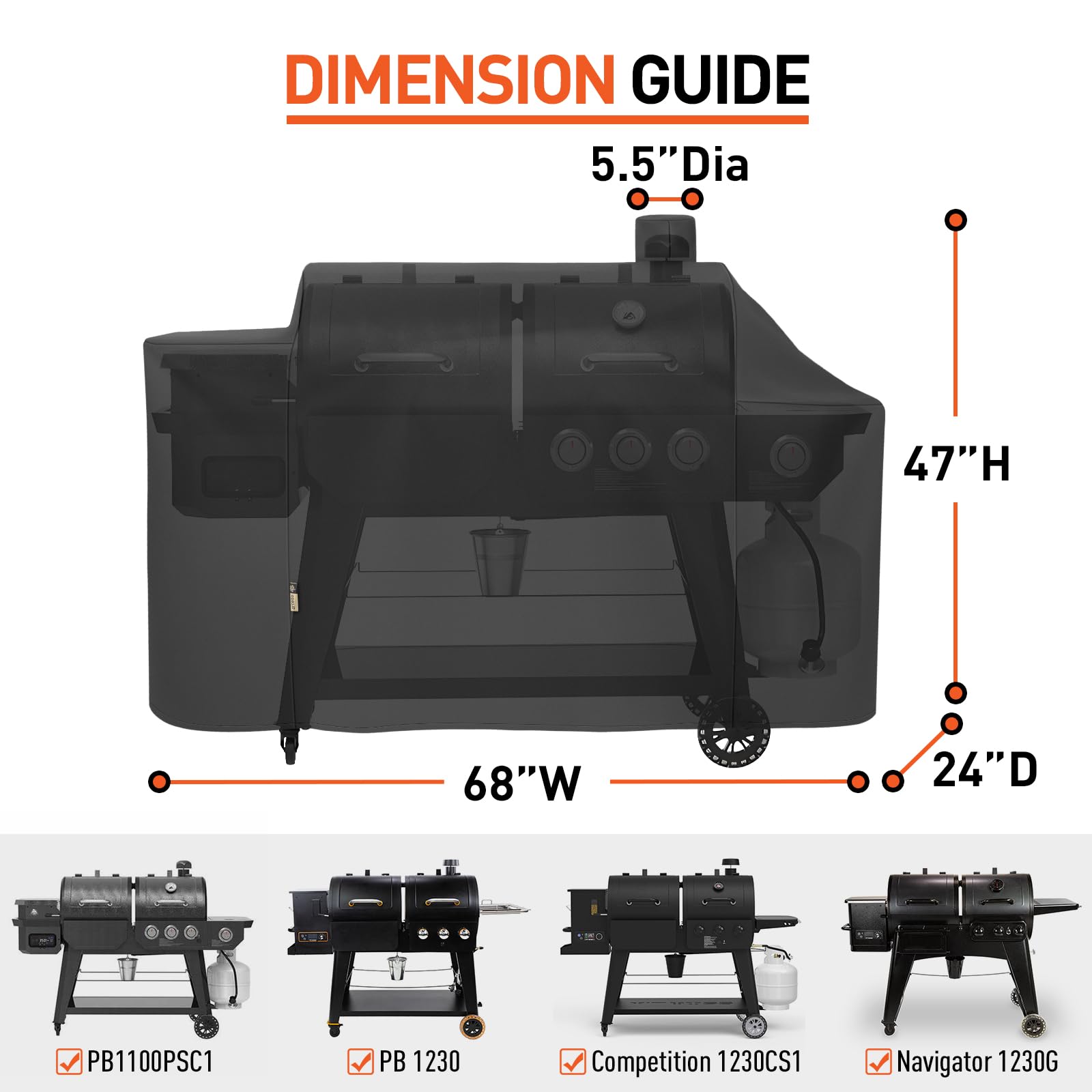 Arcedo heavy-duty waterproof grill cover protects outdoor grill from rain and dust.