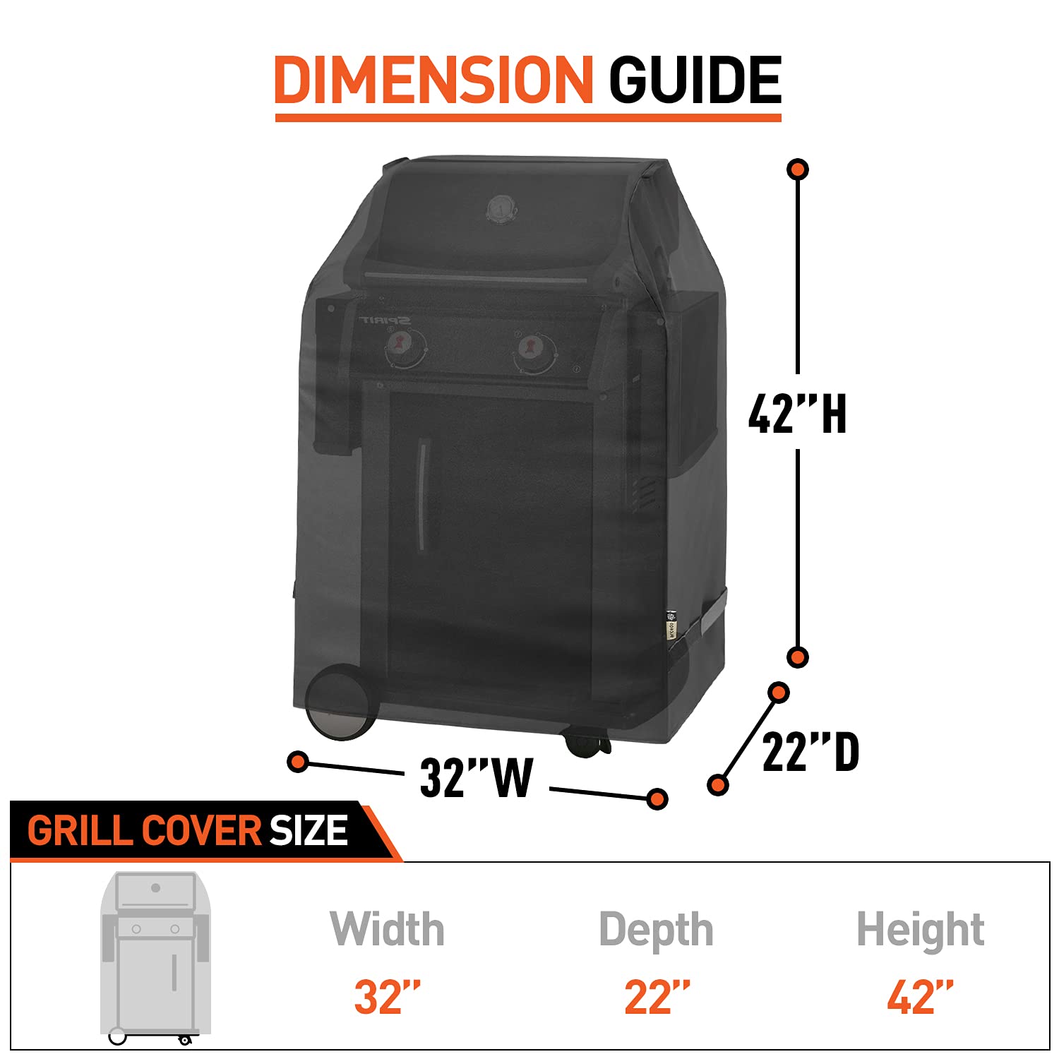 Arcedo 32-inch fit guide ensures compatibility with most 2-burner grills