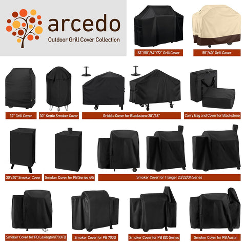 Arcedo waterproof outdoor smoker cover protects pellet grills.