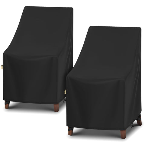 Arcedo high-back chair cover with storage bag protects outdoor seating.