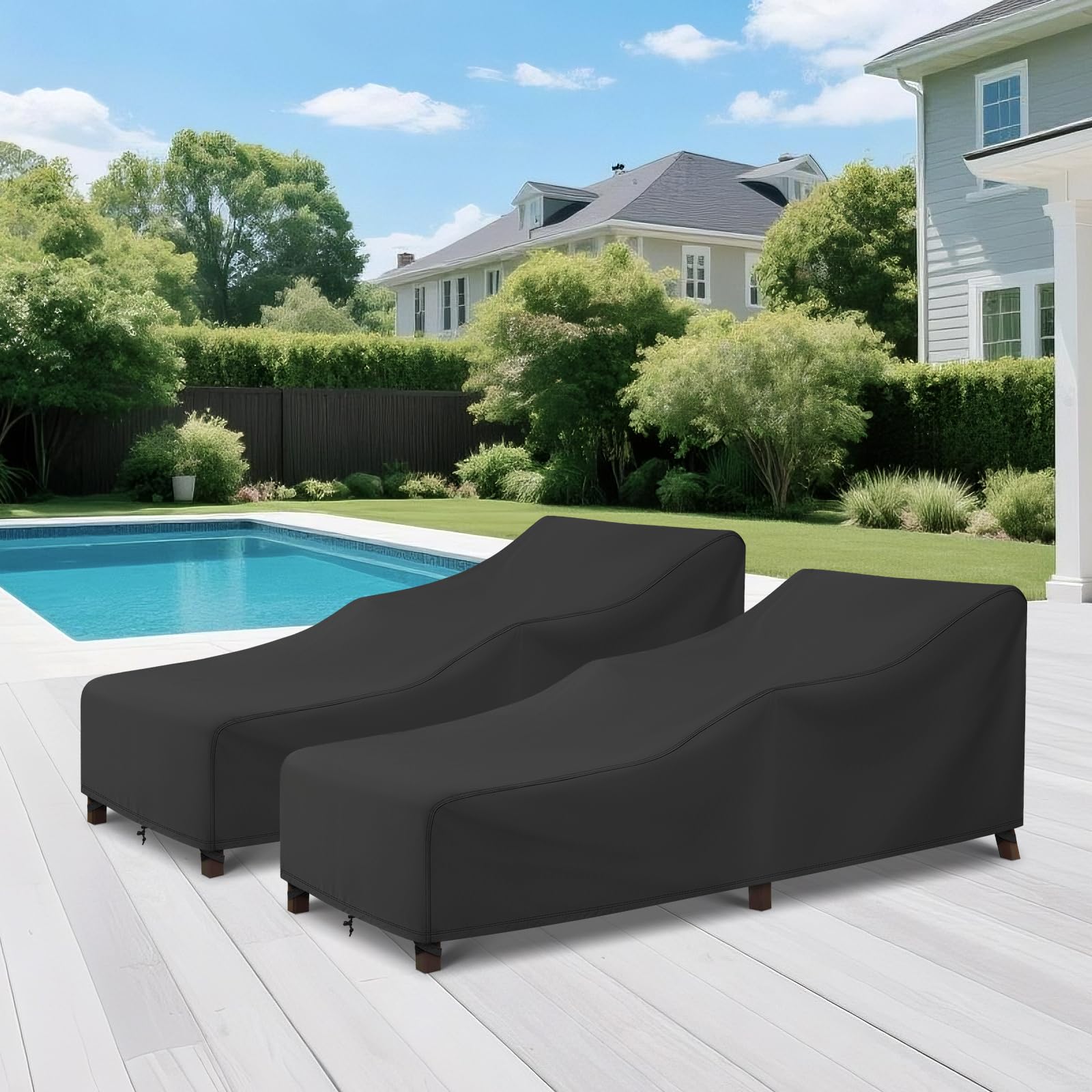 Fit guide shows coverage for chaise lounges up to 74L x 30W x 32H.