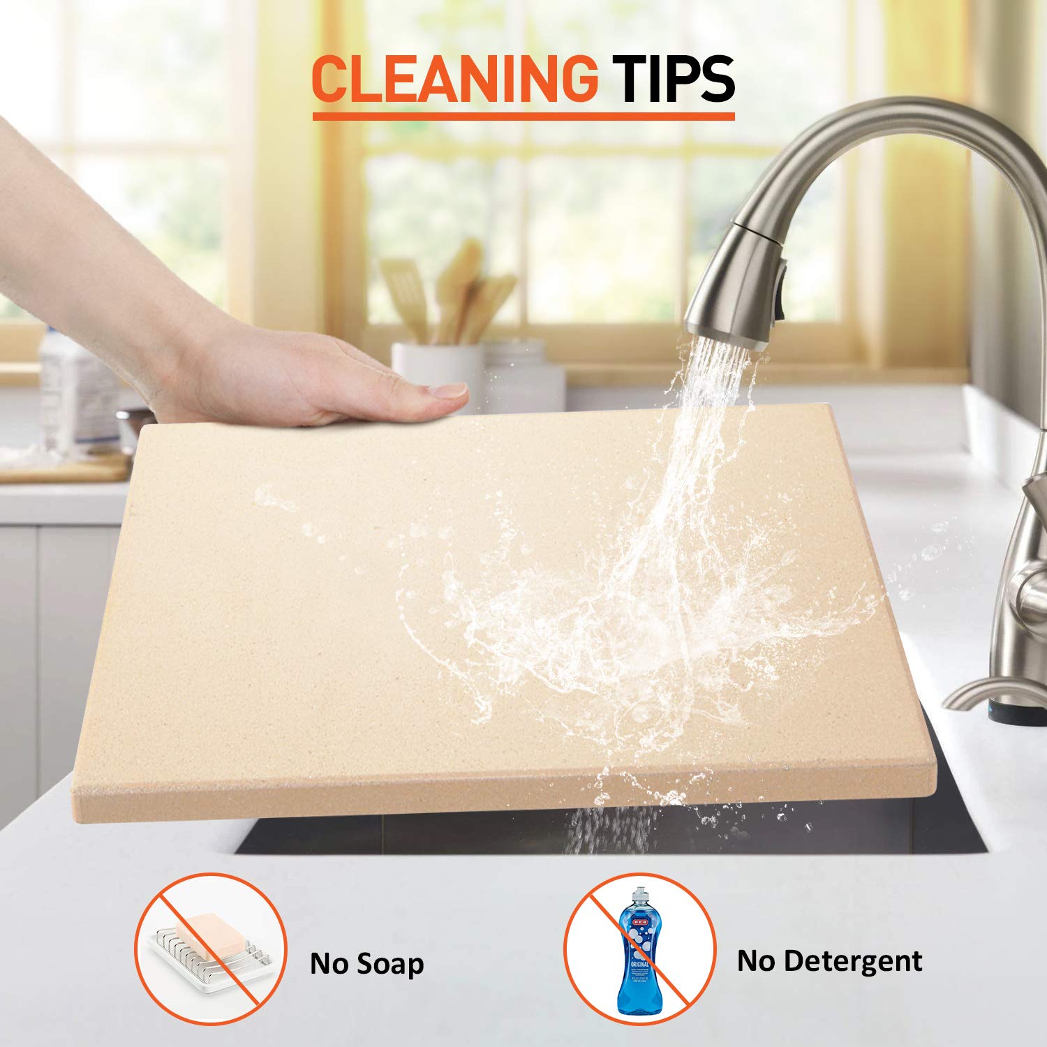 Arcedo pizza stone requires no oil-seasoning and is easy to care for.