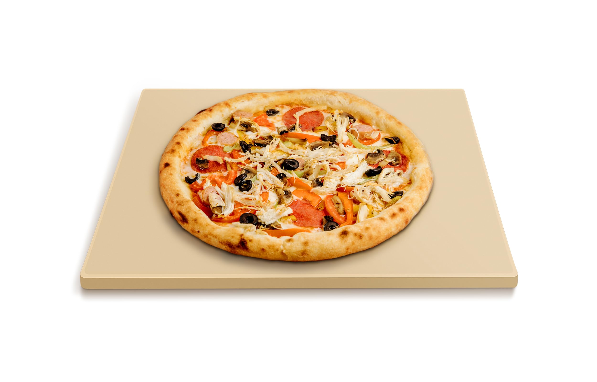 Arcedo pizza stone in 15x12 inch size for oven or grill delivers crisp crusts.