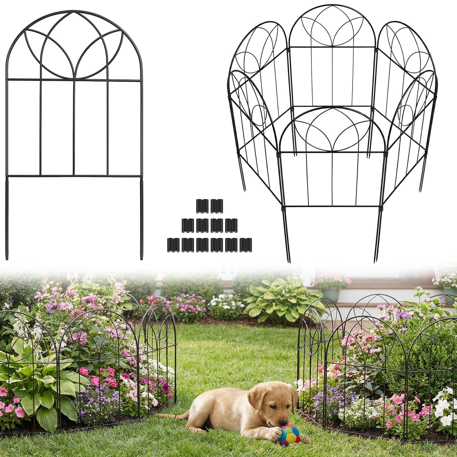 Arcticbird decorative fence arch black 24in for elegant borders and pet control