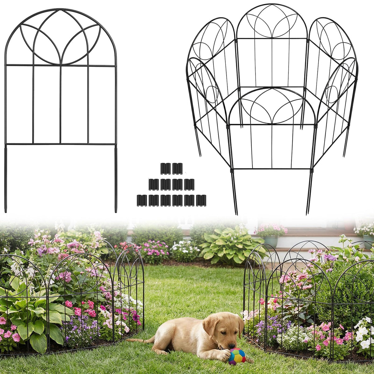 Arcticbird decorative fence arch black 24in for elegant borders and pet control