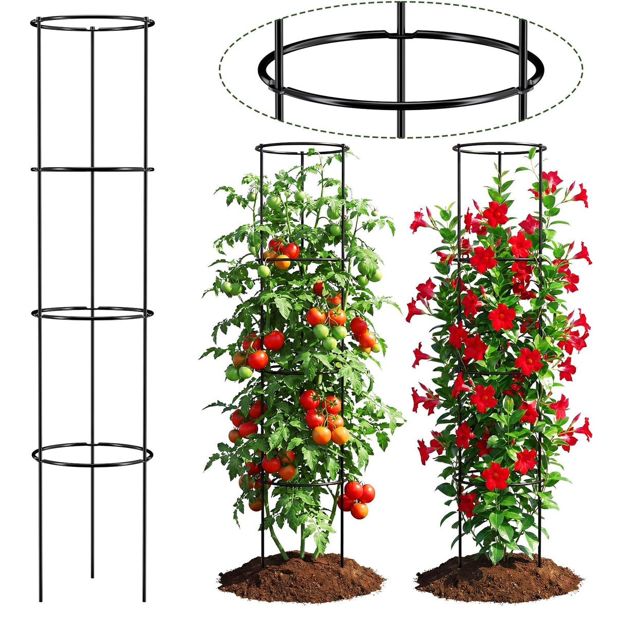 ArdeFentium 60-inch tomato cage assembly for quick, sturdy garden support