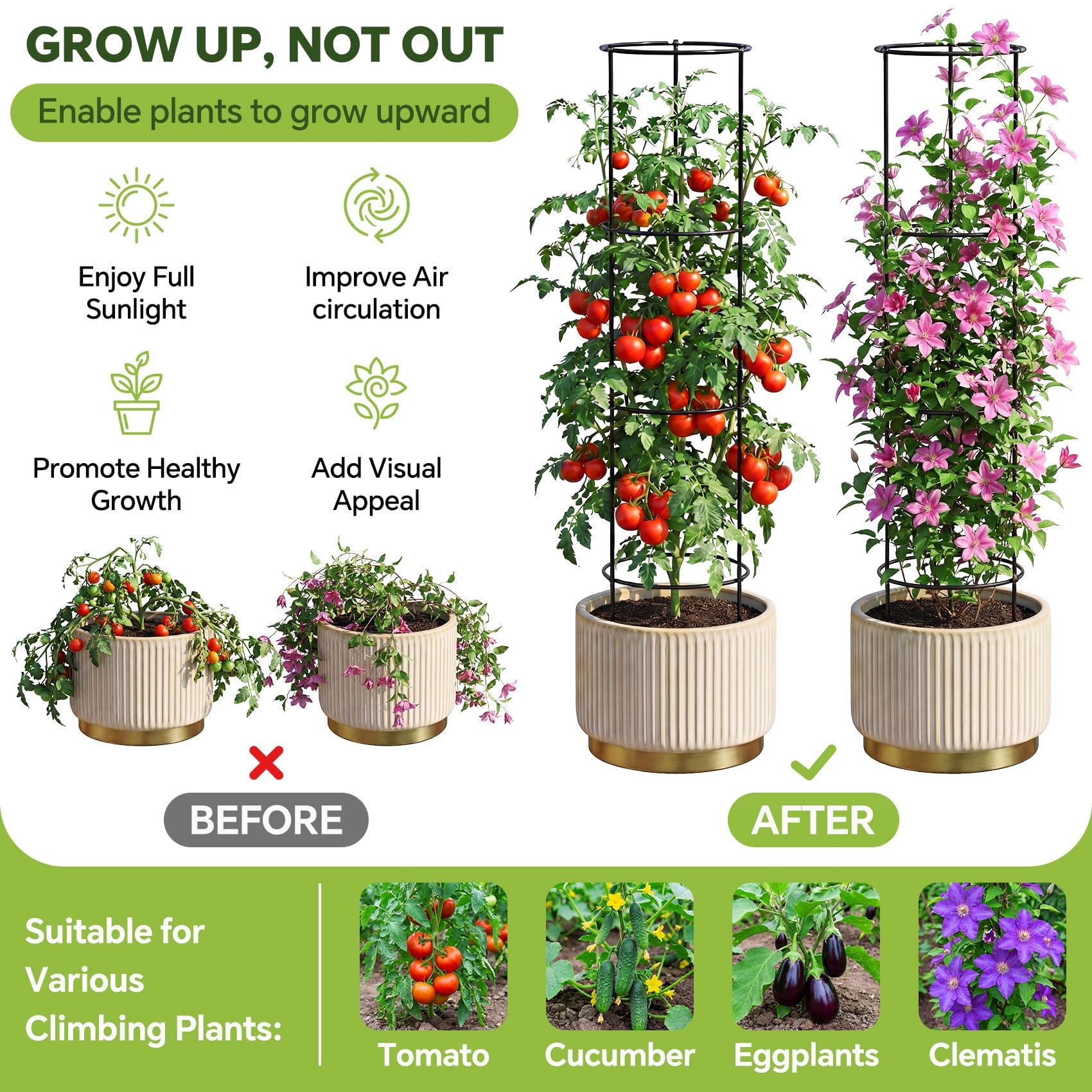 ArdeFentium stackable 60-inch height grows with cucumbers and beans