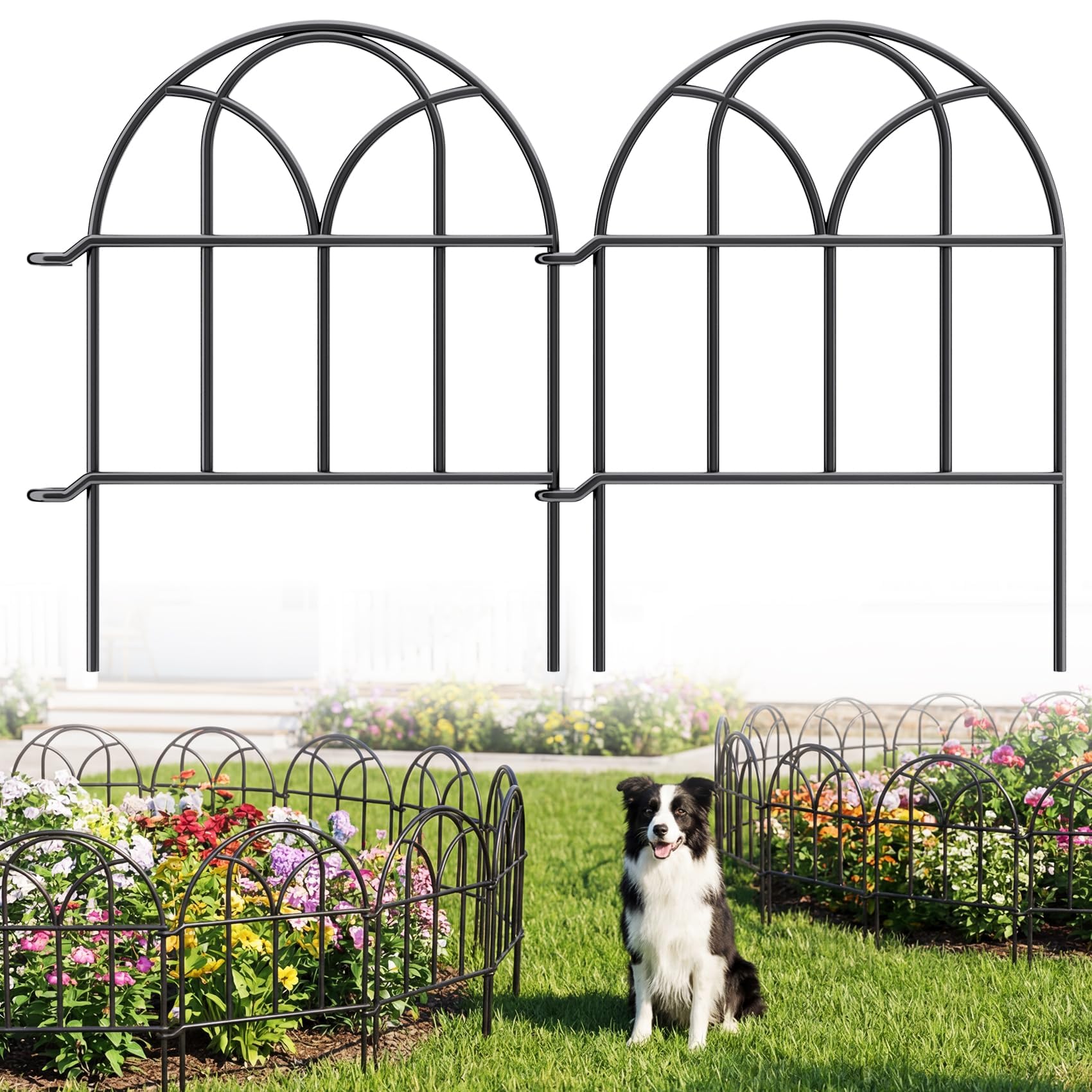 ArdeFentium garden fence panels with arch design enhance borders with decorative charm.