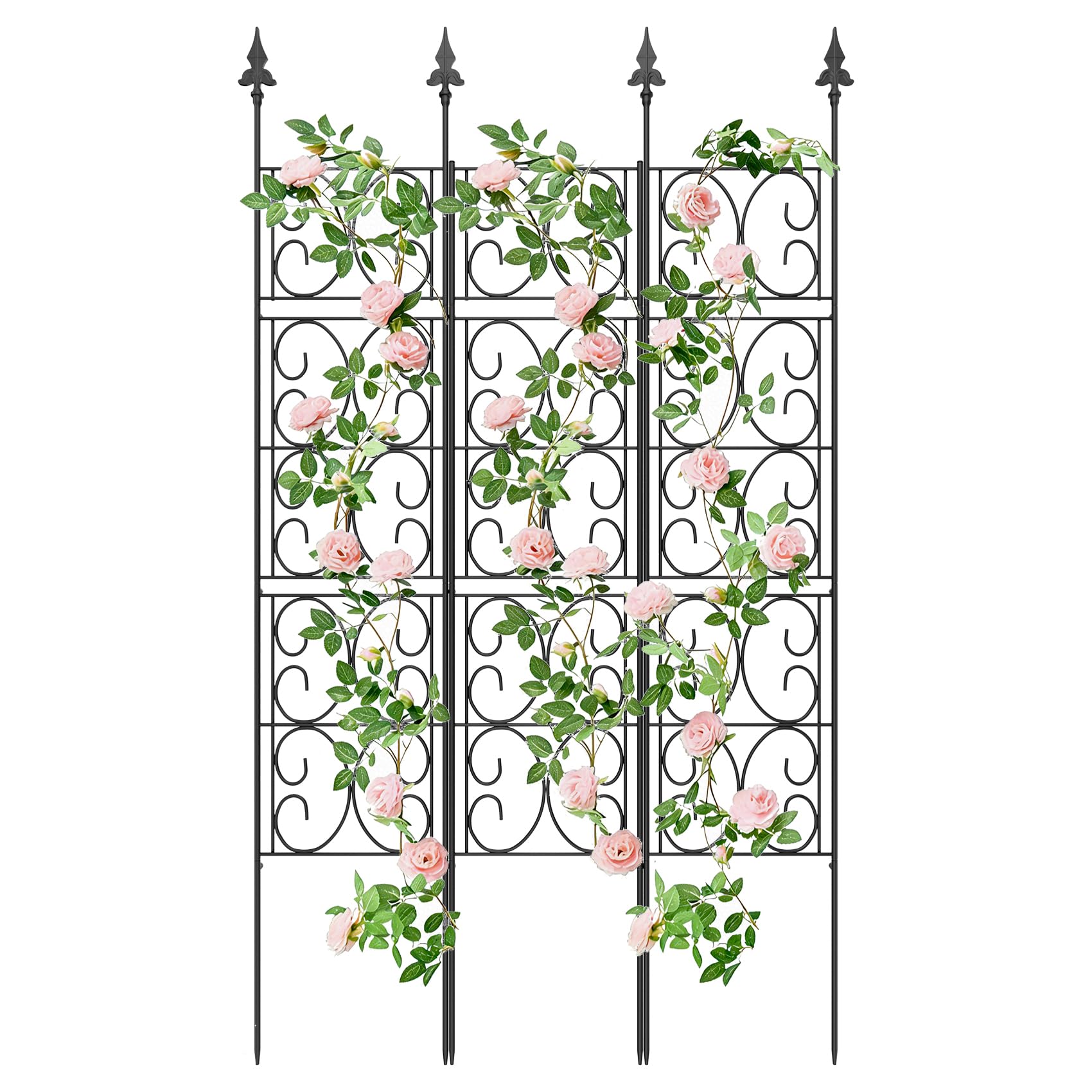 ArdeFentium 60-inch metal garden trellis front view shows sturdy all-metal frame.