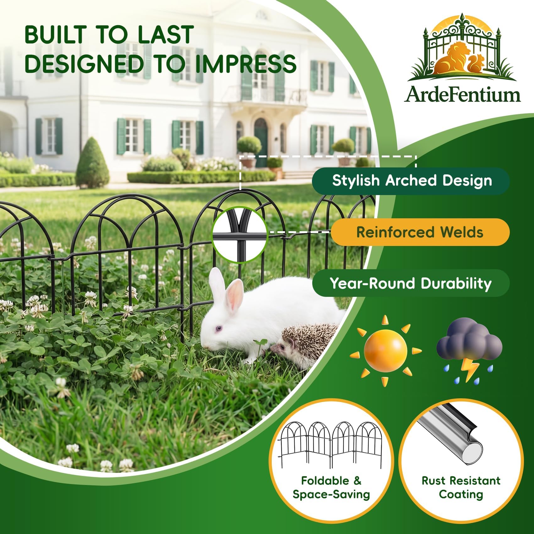 ArdeFentium rust-resistant metal fence with black finish for outdoor longevity.