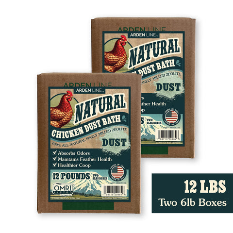 Chickens dust bathing with ARDEN LINE zeolite dust bath inspires natural behavior.