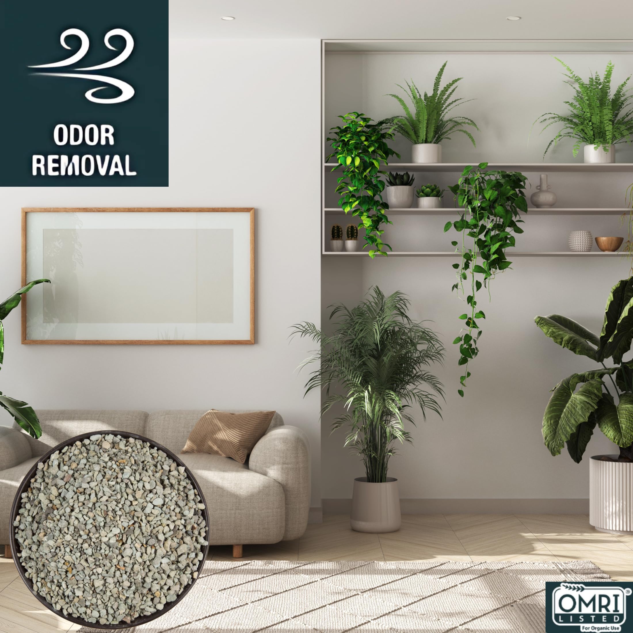 ARDEN LINE Zeolite Rocks packaged in a convenient 6 lb kraft bag for easy use.
